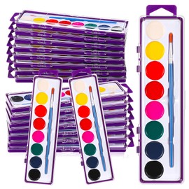Watersay 12 Pack 8 Colors Watercolor Paint Set for Kids Washable Watercolor Paint with Paintbrush for Kids Adults Classroom School Birthday Art Activities Christmas Gifts Party Supplies(Purple)