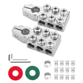 Conector de terminal de batería, conectores de 12 vías, 8AWG hasta calibre 4/0 (XL) AWG, positivo y negativo (+/-) (1 par) para poste superior cónico SAE/DIN/EN, abrazaderas de terminal de batería