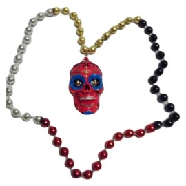 MGPS Red Sugar Skull Day of the Dead Mardi Gras Beads Party Favor Necklace