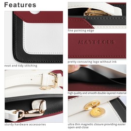 Women's Crossbody Bag with Removable Strap Lady's Shoulder Bag Small Handbag Underarm Bag 3 in 1 Phone Purse Wallet Magnetic Button Closure Faux Leather 7.7"x5.3"x1.8" (Cherry)