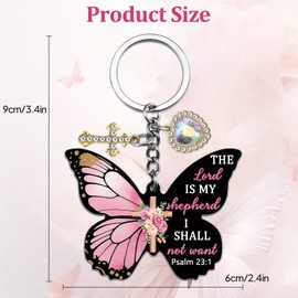 Huipalon Christian Gifts for Women Bible Verse Keyring Confirmation Gifts for Girls Stainless Steel Cross Charm for Communion Christmas & Catholic Celebrations | 3.54" x 2.36" Bible Accessories