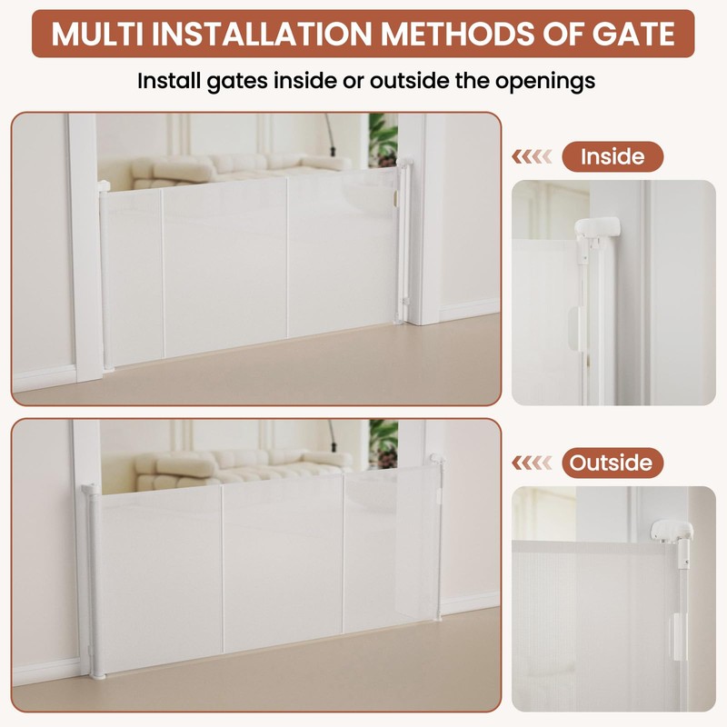 Retractable Baby Gates Extra Wide 200"W x 42"H Upgrade Reinforced