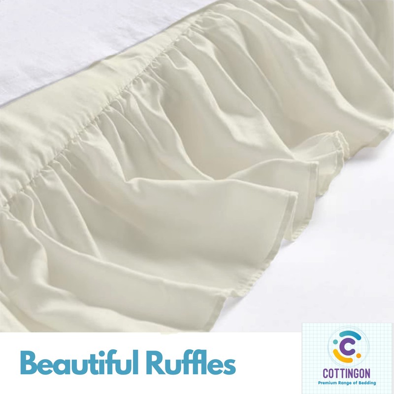 Ruffled Bed Skirt with Split Corners-Dust Ruffle - 14" Drop