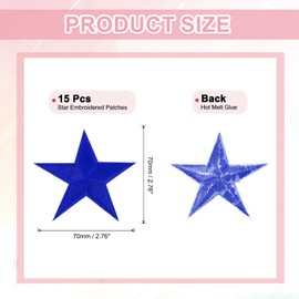 sourcing map 15Pcs Iron on Star Patches, Sew on Star Embroidered Patches, Decorative Repair Patch Applique for DIY Crafts Backpacks Bags Hats Clothes, 70mm Navy Blue