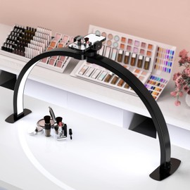 SLYFTE Professional Large Half Moon LED Light for Nail Desk, Foldable Arch Light for Nail Techs Perfect for Manicure Handicraft Lighting Lamp (Black, Large)