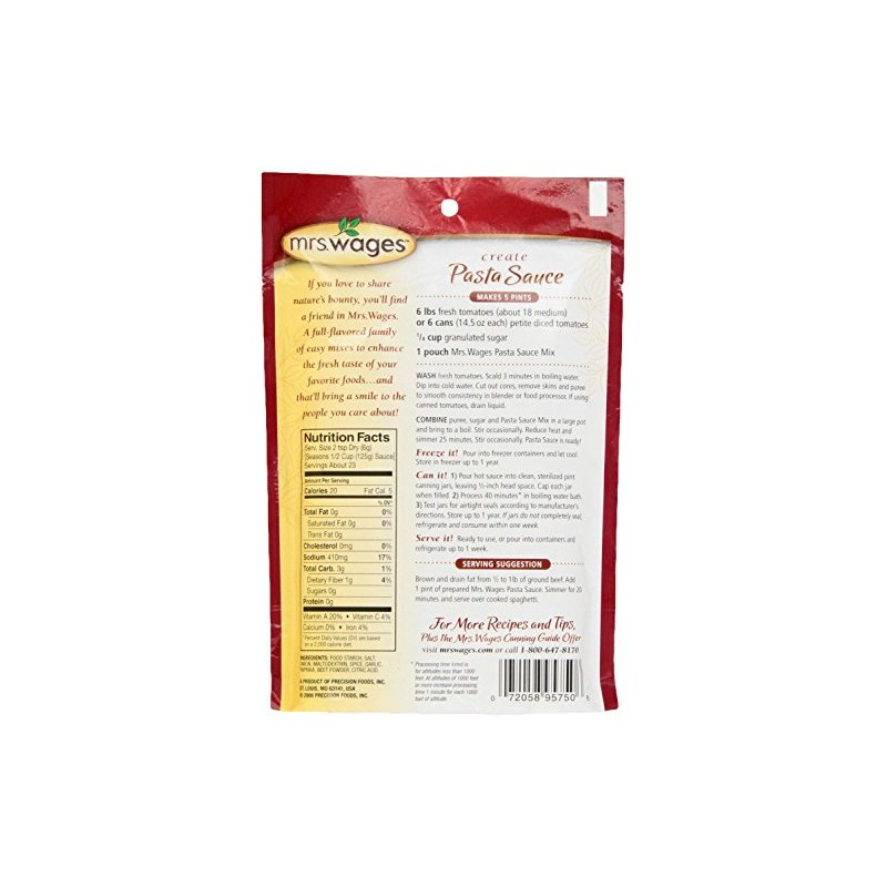 Mrs. Wages Pasta Sauce Tomato Mix Pack of 12