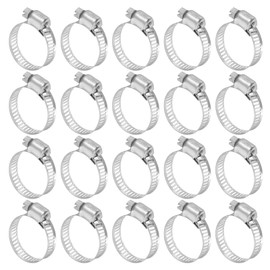 MECCANIXITY 1 Inch Stainless Steel Hose Clamp, Worm Gear Clamp Adjustable 5/8"-1"(16-25mm) Fuel Line Hose Clamps Duct Clamp for Pipe Plumbing Automotive Mechanical (Pack of 20)