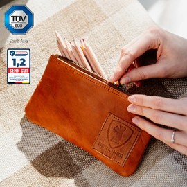 Berliner Bags Vintage Leather Pencil Case with YKK Zip, Pencil Case for Pens, brown, Vintage, Classic