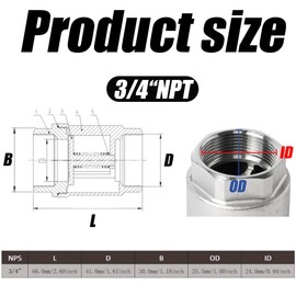 3/4" NPT Female WOG1000 Check Valve, Stainless Steel Vertical Check Valve, Spring Loaded In-line Low Cracking Pressure, CF8M, 1Pcs