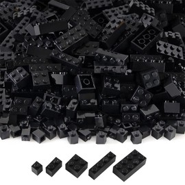 Feleph Building Bricks 1x1 1x2 1x4 2x2 2x4 Bulk 320 Pcs Mixed Sizes Classic Block Accessories Parts and Pieces Creative Toy Set for Boys and Girls Compatible with Major Brands(Black)