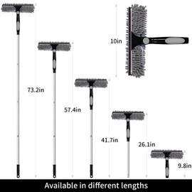 PHABULS Window Washing Kit with Extension Pole, 73’’ Window Cleaning Squeegee Kit, 3 in 1 Window Cleaning Kit with 2 Microfiber Pads & 2 Chenille Pads for Indoor Outdoor Windows