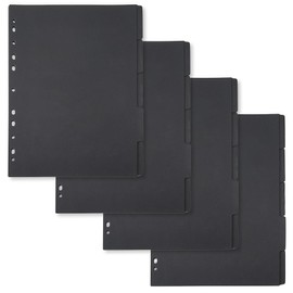SUPERFINDINGS 20 Sheets Thick 11 Hole 5 Tabs Paper Folder Dividers A4 Notebook Index Dividers with Tabs Black Opaque Writeable Dividers for Notebook Folder