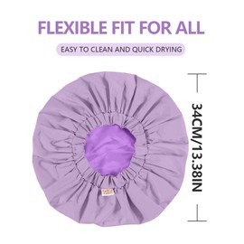Years calm Reusable Waterproof Shower Caps for Women, Hair Caps for Showers, Double-Layer Elastic Design, for All Hairstyles, Travel-Friendly (Purple)
