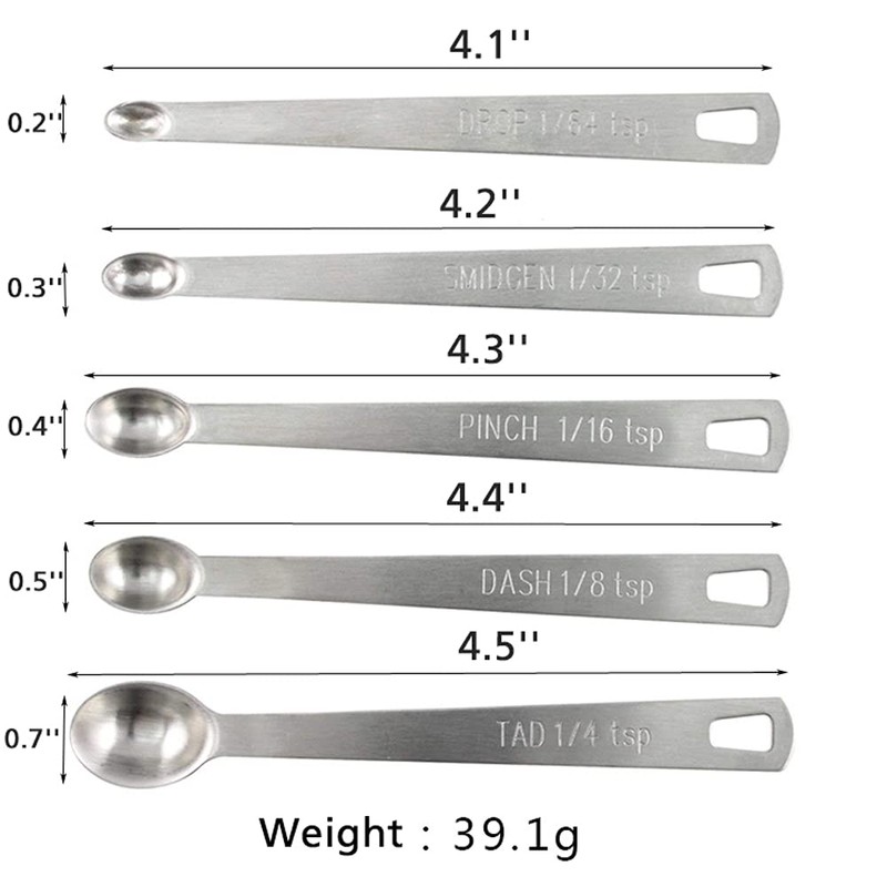 Kesheng Mini Stainless Steel Measuring Spoons Set of 5