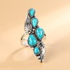 Vintage Blue Synthetic-Turquoise Ring Teardrop-shaped Stone Ring Tibet Silver Plated