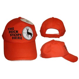 Trade Winds The Buck Stops Here Hunting Deer Neon Orange Embroidered Cap Hat
