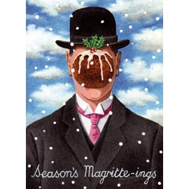 Museums and Galleries 8 Funny Pudding Face Gentleman Christmas Cards – Inspired by Magritte Son of Man, Multi