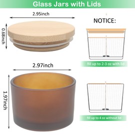 MILIVIXAY 20 Pack 4 OZ Frosted Amber Glass Candle Jars with Lids and Candle Making Kits - Bulk Wide Mouth Small Empty Candle Jars for Making Candles - Spice, Powder Containers.