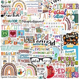 Pack of 50 Special Education Stickers Car Laptop Phone Guitar Skateboard Motorcycle Bicycle Education Stickers Set Vinyl Waterproof Aesthetic Stickers for Teenagers Children Adults