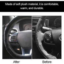 Plush Steering Wheel Cover, Winter Warm Steering Wheel Cover, Universal Plush Steering Wheel Cover, Plush Breathable Steering Wheel Protection, Soft Comfortable Steering Wheel Protector, with 2 Mini