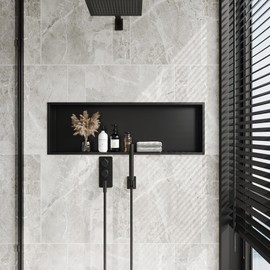 Neodrain Matte Black Shower Niche, Insert Storage Shower Shelf (37.1'X13.1' Inside 36" X 12"), Stainless Steel Wall Niche for Storage