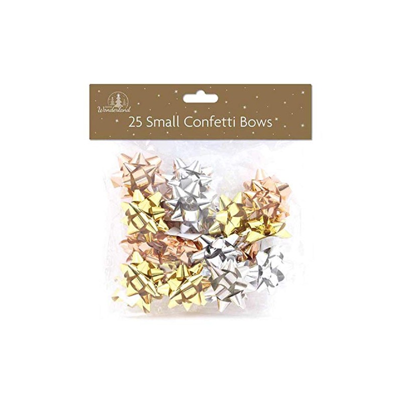 Tallon Christmas Bows, Silver, Rose Gold, 3cm