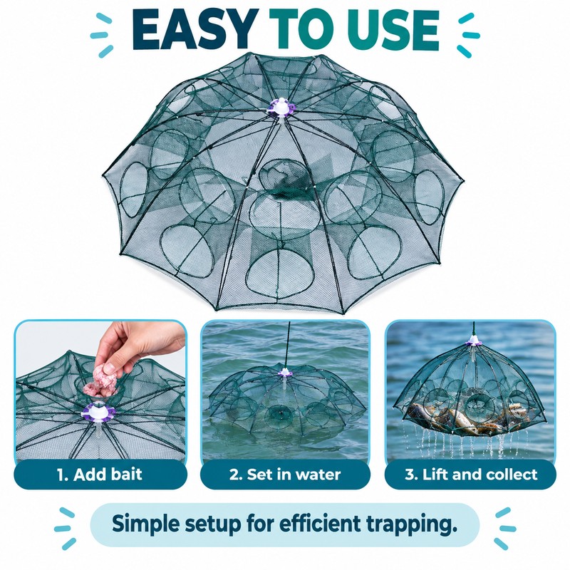 Collapsible Fishing Trap for Shrimp and Bait Fish – Foldable