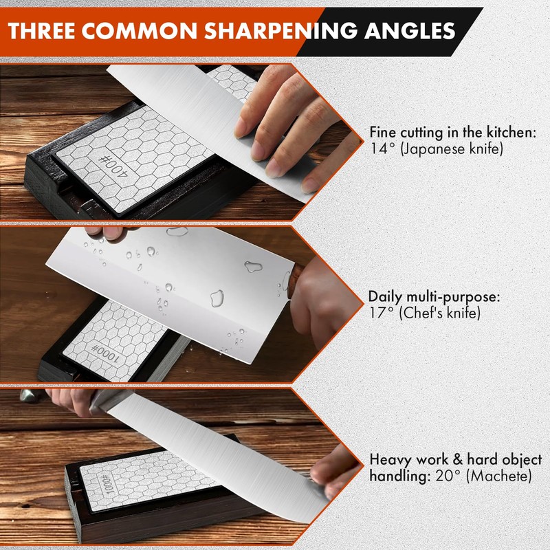 Diamond Sharpening Stone, Sharpening Stone with 2-Sided 400/1000, Diamond Plate