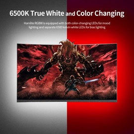 HAMLITE TV Bias Lighting 6500K True White for 70 72 75 80 82 85 Inch TV, 18Ft USB TV LED Backlight with RF Remote Cover 4 Sides Behind TV Background Room Decor Gaming Light for Men Ambient Mood Light