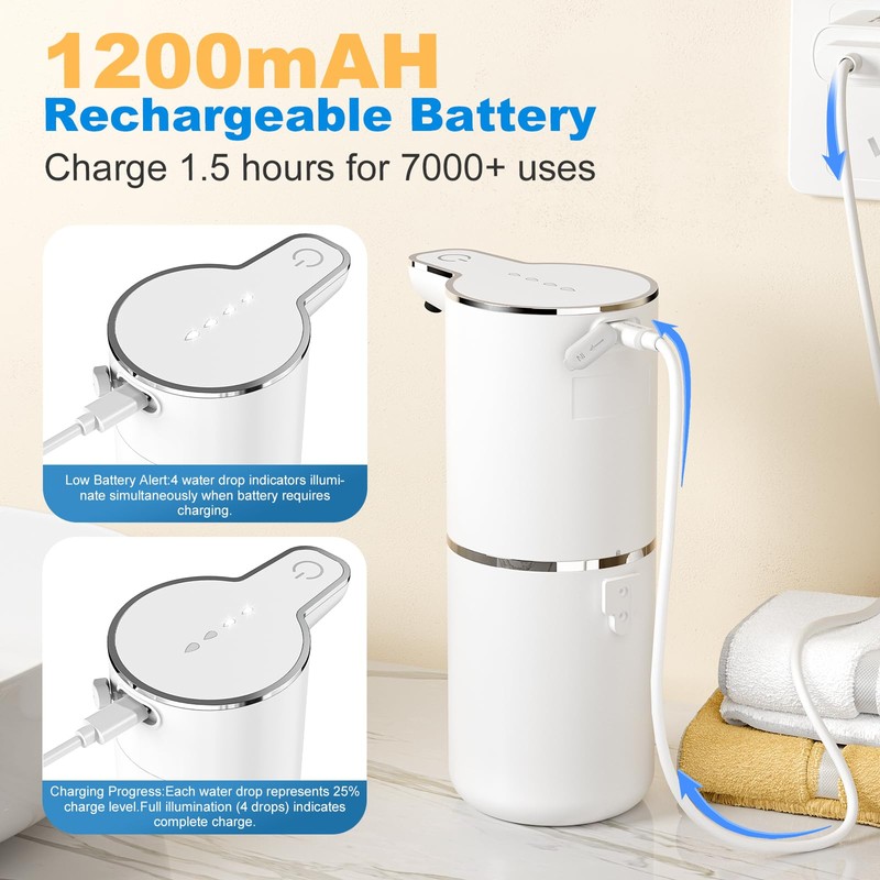 maxtachi Automatic Soap Dispenser, 1200 mAh Electric Soap Dispenser with