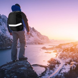 Backpack Rain Cover with Reflective Strip, Waterproof Ultralight Backpack Cover Storage Bags Non-Slip Cross Buckles Suitable for Hiking Survival Cooking Equipment, black, M