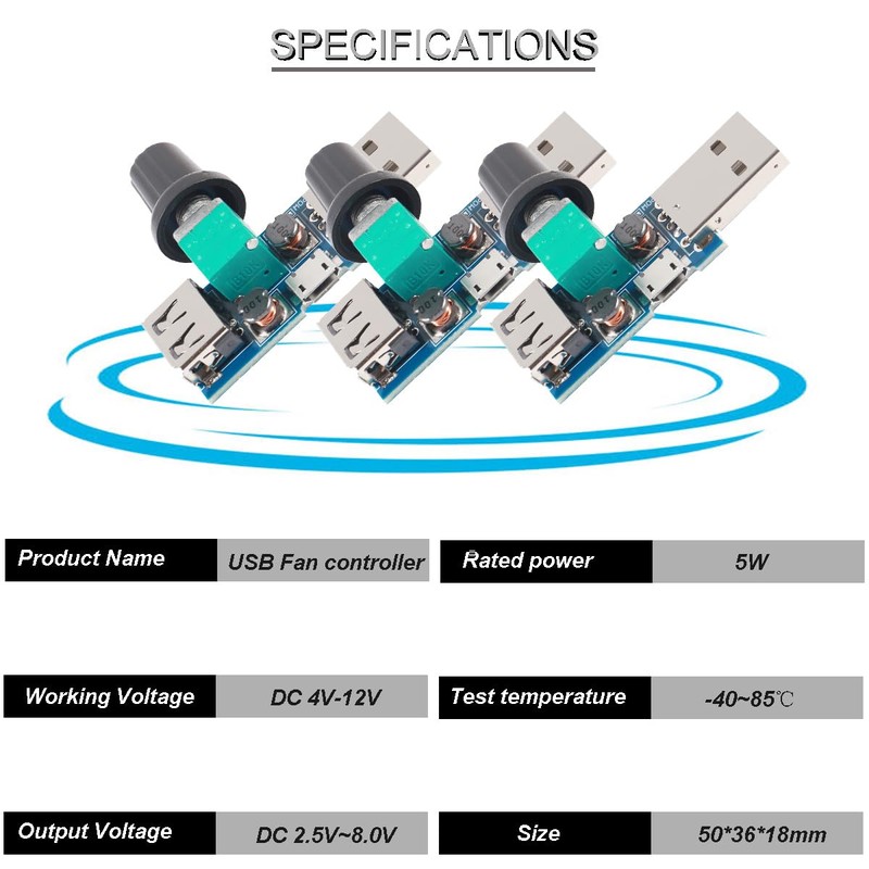 Youmile 5pcs USB Fan Speed Controller DC 5V Mini USB