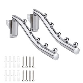 Pack of 2 Folding Clothes Hangers for Wall Mounting, Folding Hooks, Foldable Wall, Wardrobe Hook Holder, Metal Wall Clothes Fan, Coat Rack for Small Spaces, Corners, Bathrooms, Office