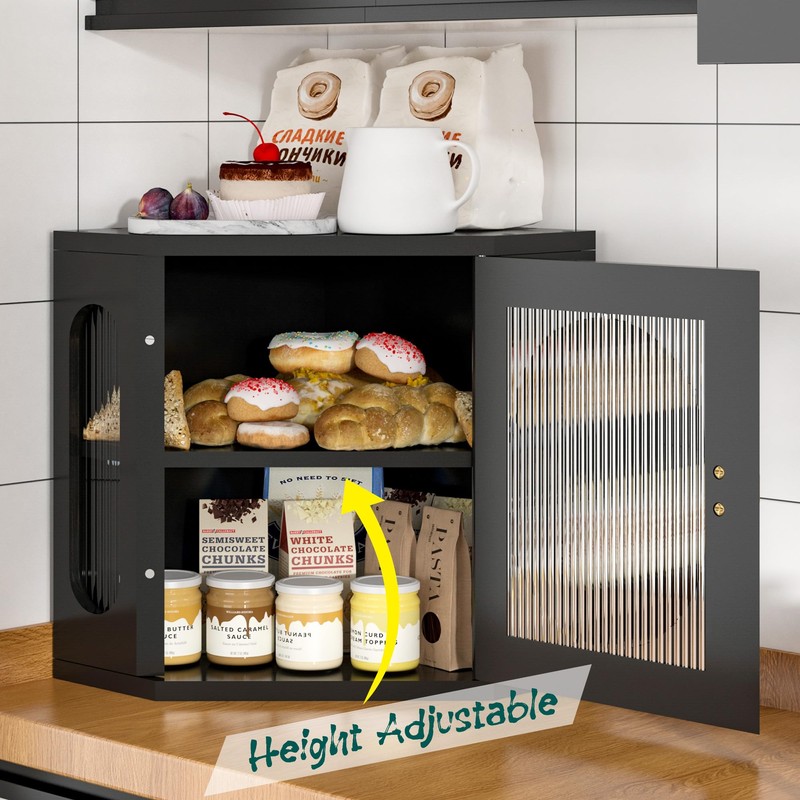 TQQDCI Corner Bread Box for Kitchen Countertop, Large Wooden Bread