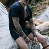 Muscle Alive Mens Short Sleeve Onesie Henley Jumpsuit Stretchy Cotton