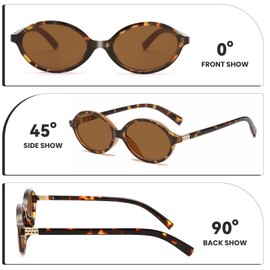 CIKJUK Retro Oval Sunglasses Womens Mens - Round Vantage Ladies Ovale Small Frame Designer Sun Glasses UV400 Protection Shades-Leopard/Brown