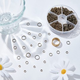 PandaHall Elite 1 Small Box Iron Double Jump Rings 4 5 6 7 8 10mm Mixed Split Jump Ring Nickel Free, Antique Bronze