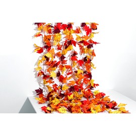XIANNVXI 2 Pack Autumn Garland 79" Autumn Leaves Garland Fall Garland Fake Maple Leaf Garland Dark Red Autumn Garland for Autumn Home Decor Autumn Decorations Home Fall Decor