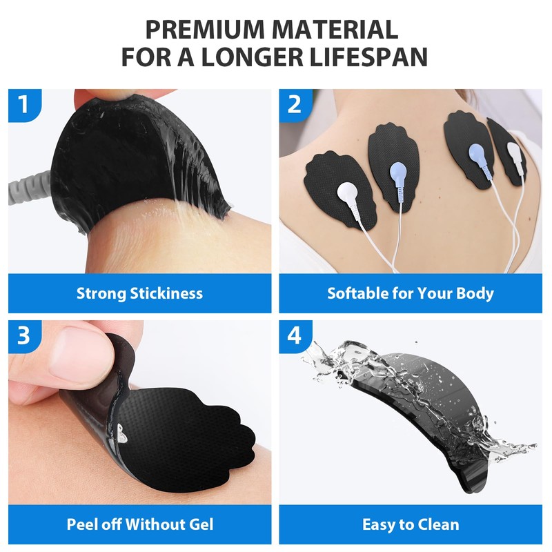 TENS Unit Electrode Pads NURSAL 20 Pack 3.5mm Snap EMS