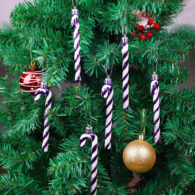DERAYEE 6 PCS Christmas Glitter Candy Cane Plastic Candy Cane
