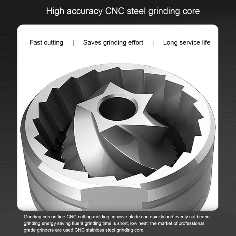 Manual Coffee Bean Grinder Multifunction CNC Steel Core Adjustable Thickness