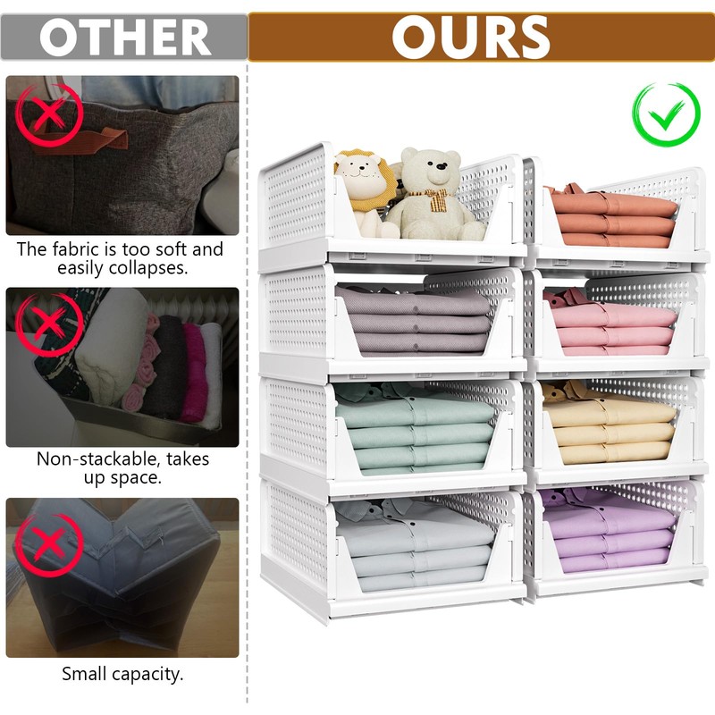 SNSLXH 5 Pack Stackable Closet Organizer Box, Multifunctional & Foldable