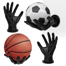Occzin Hand Ball Holder Wall, Pack of 2 Ball Holder, Palm Shaped, Stable Ball Stand for Basketballs, Footballs, Volleyball, Black