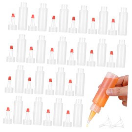 VICASKY 20 Pcs Transparent Plastic Squeeze Bottles with Graduated Scale Dispensing Bottles for Sauce Olive Oil Ketchup Funnels for Kitchen Baking Craft Use