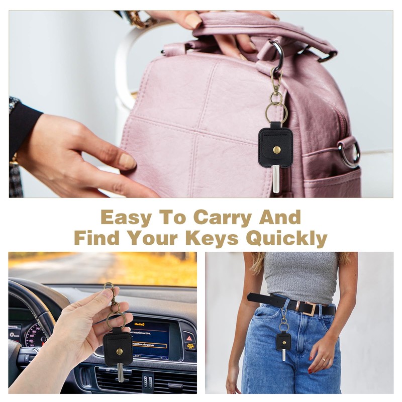Gjinxi 2PCS Leather Car Key Sleeve, Vintage Broken Loop Replacement