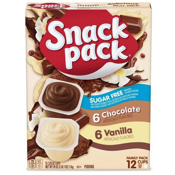 Snack Pack Sugar Free Pudding Family Pack, 12 Count -