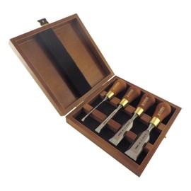 Narex 4 pc set 6 mm (1/4), 12 mm (1/2), 20 mm (11/16), 26 mm (1-1/16) Butt Woodworking Chisels in Wooden Presentation Box 853750