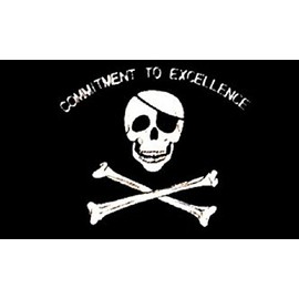 Wizzards Realm 3x5 Commitment to Excellence Pirate Flag Skull Cross Bones Ship Jolly Roger