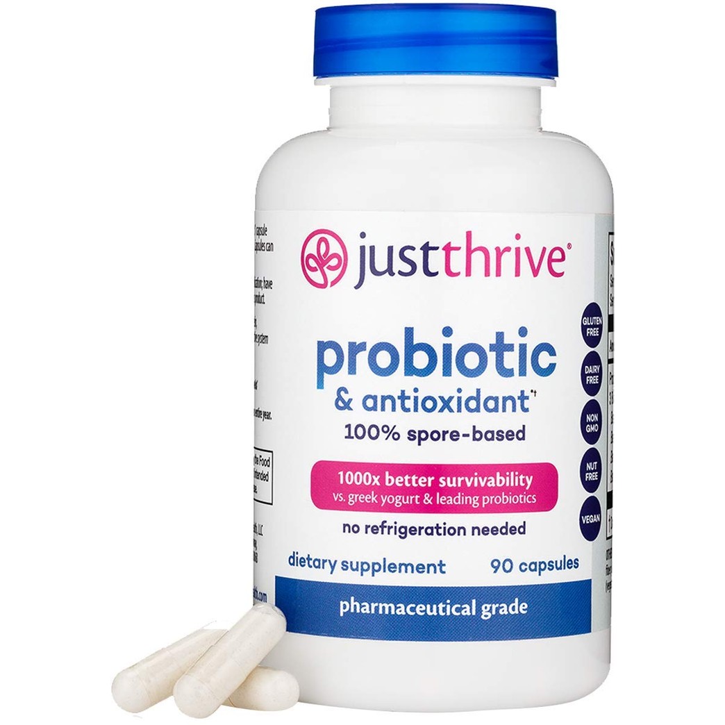 Just Thrive: Probiotic & Antioxidant - Vegan Proprietary Probiotic Blend - 90-Day Supply - 100-Percent Spore-Based Probiotic - 1000x Survivability - Supports Immune and Digestive Health - No Gluten