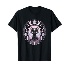 Moon Phases Crystal Witchy Cute Black Cat Kawaii Pastel Goth Men Women Kids T-Shirt